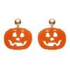 Pumpkin Glitter Statement Earrings - Orange