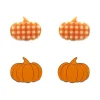 Pumpkin Patch Stud Earrings Set - Orange & Orange Gingham