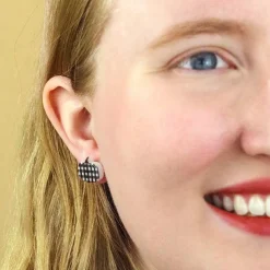 Pumpkin Patch Stud Earrings Set - Gold & Black Gingham