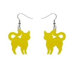 Pussy Cat Bubble Resin Drop Earrings - Yellow
