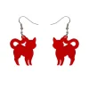 Pussy Cat Bubble Resin Drop Earrings - Red
