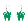Pussy Cat Bubble Resin Drop Earrings - Green