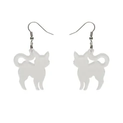 Pussy Cat Bubble Resin Drop Earrings - White