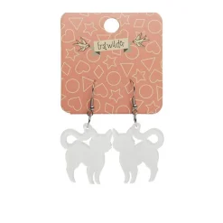 Pussy Cat Bubble Resin Drop Earrings - White