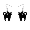 Pussy Cat Solid Resin Drop Earrings - Black