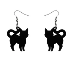 Pussy Cat Solid Resin Drop Earrings - Black