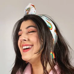 Rainbow Ruff Head Scarf White