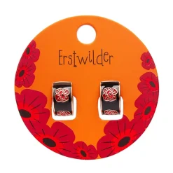 Remembrance Poppy Enamel Huggie Earrings
