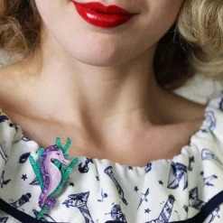 Sandy The Shy Seahorse Brooch
