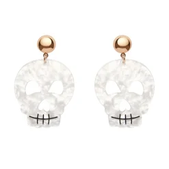 Skull Ripple Statement Earrings - White