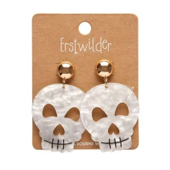 Skull Ripple Statement Earrings - White