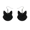Solid Cat Head Ripple Resin Drop Earrings - Black