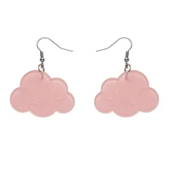 Solid Cloud Glitter Resin Drop Earrings - Pink