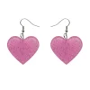 Solid Heart Glitter Resin Drop Earrings - Pink