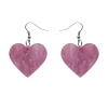 Solid Heart Ripple Resin Drop Earrings - Mauve