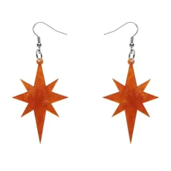 Starburst Ripple Resin Drop Earrings - Orange