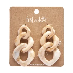 Statement Marble Chain Earrings - Cream