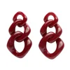 Statement Marble Chain Earrings - Ruby Red