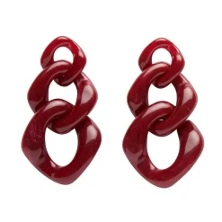 Statement Marble Chain Earrings - Ruby Red