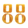 Statement Marble Chunky Drop Earrings - Mustard
