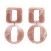 Statement Marble Chunky Drop Earrings - Pink