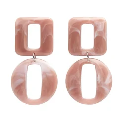Statement Marble Chunky Drop Earrings - Pink