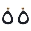 Statement Ripple Resin Tear Drop Earrings - Black