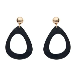 Statement Ripple Resin Tear Drop Earrings - Black
