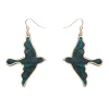 Swallow Ripple Glitter Resin Drop Earrings - Green