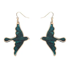 Swallow Ripple Glitter Resin Drop Earrings - Green