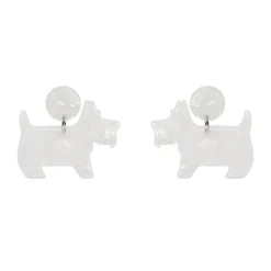Terrier Textured Resin Drop Earrings - White