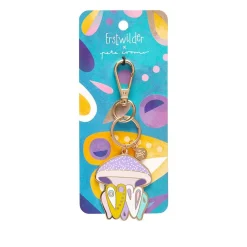 The Whimsical White Spotted Jellyfish Enamel Key Ring