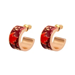 Turn A New Leaf Enamel Huggie Earrings